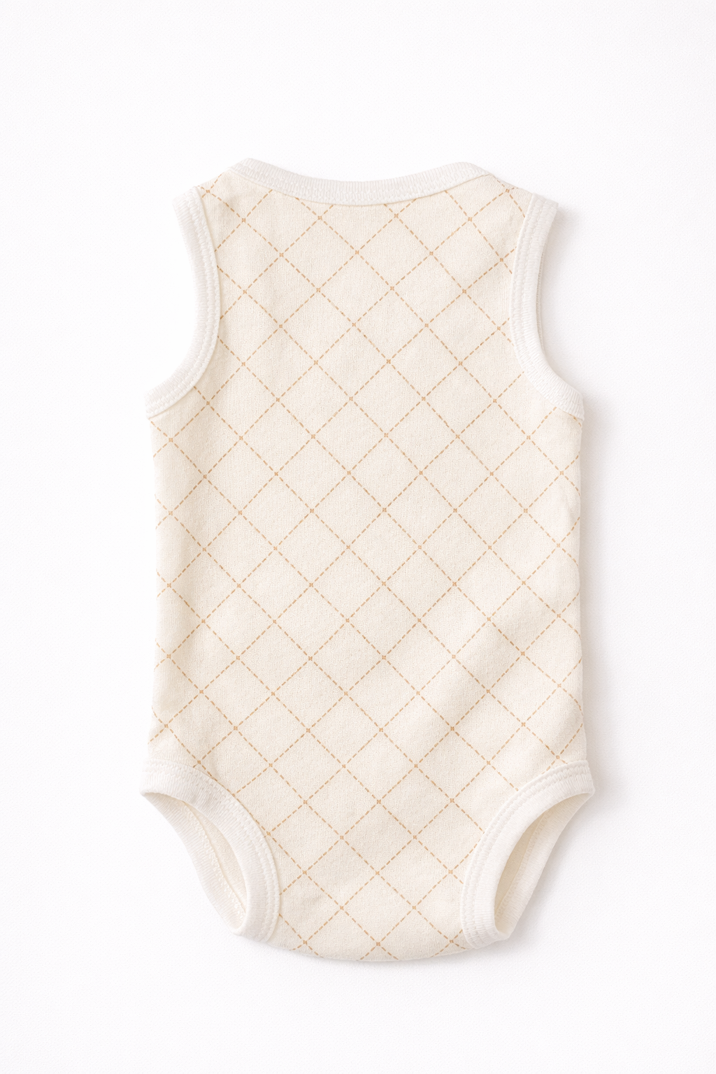 Body Fara Maneci cu Model în Romburi - Ivory-crem 68 cm