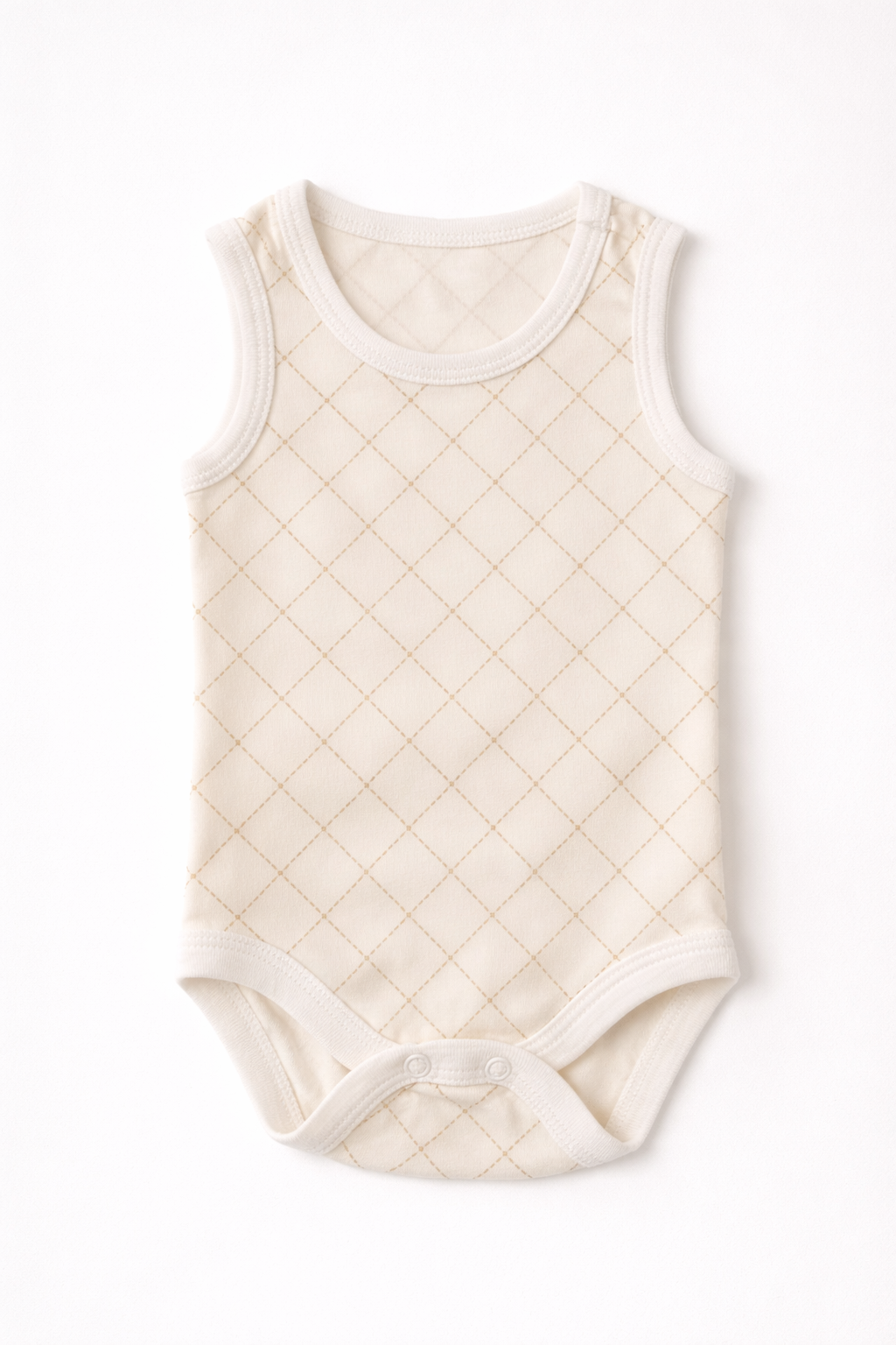 Body Fara Maneci cu Model în Romburi - Ivory-crem 68 cm