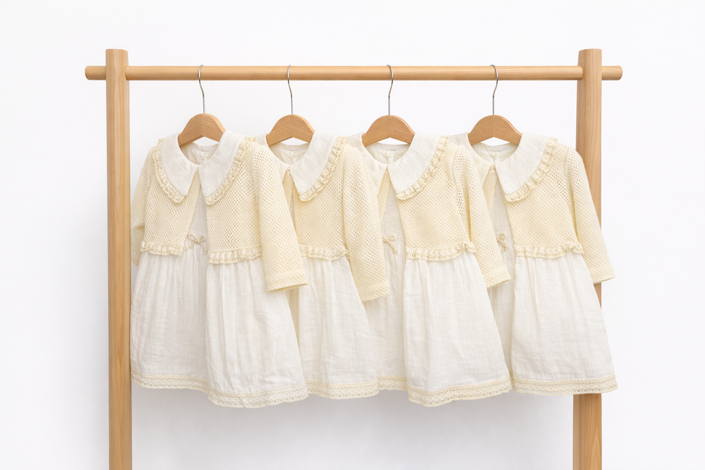 Rochița eleganta + Bolero Tricotat - Ivory 3-24 luni