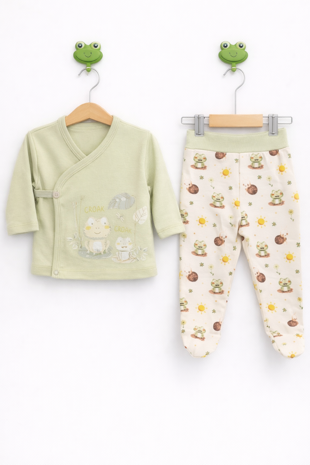 Set 5 piese pentru bebeluși 0-3 luni - 100% Bumbac - Verde