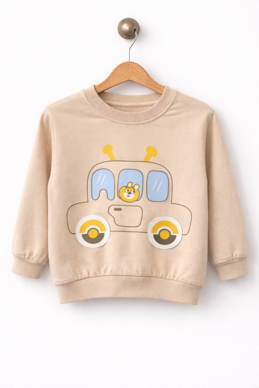 A. Set Trening Băieți Mașinuță – Crem / Galben 2ani -6 ani