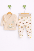 Set 5 piese pentru bebeluși 0-3 luni - 100% Bumbac - croak-Bej