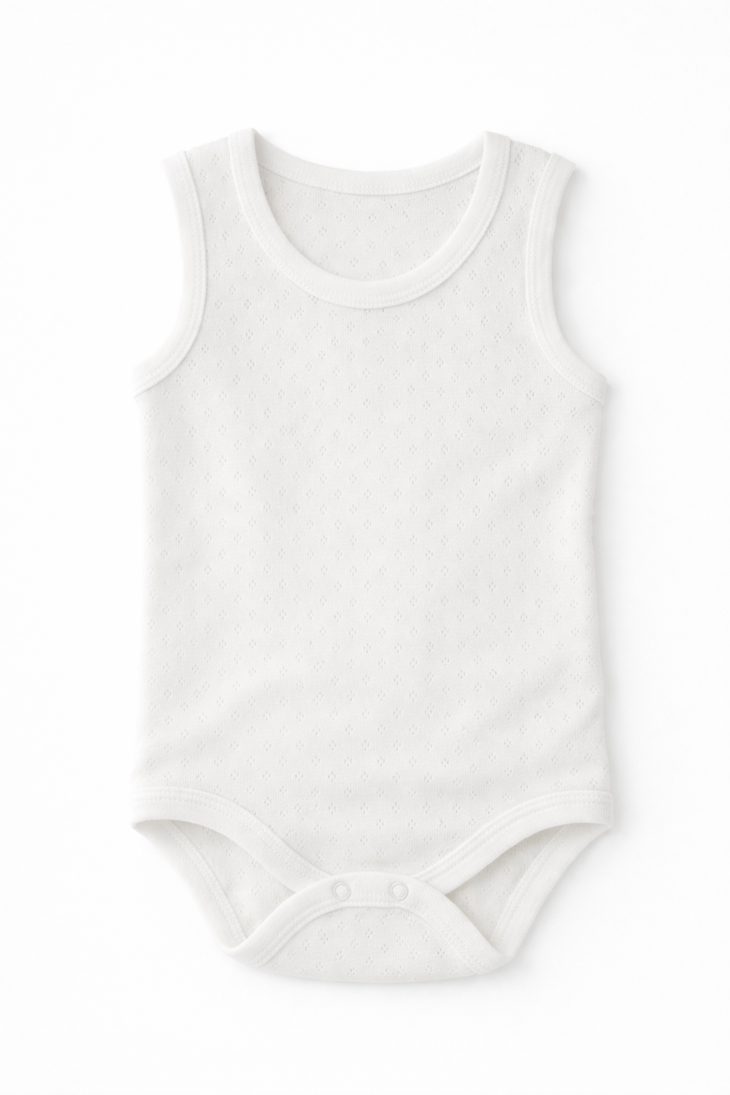 Body Fara Maneci cu Textura Pointelle - Alb 62 cm - 80 cm