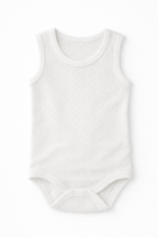 Body Fara Maneci cu Textura Pointelle - Alb 62 cm - 80 cm