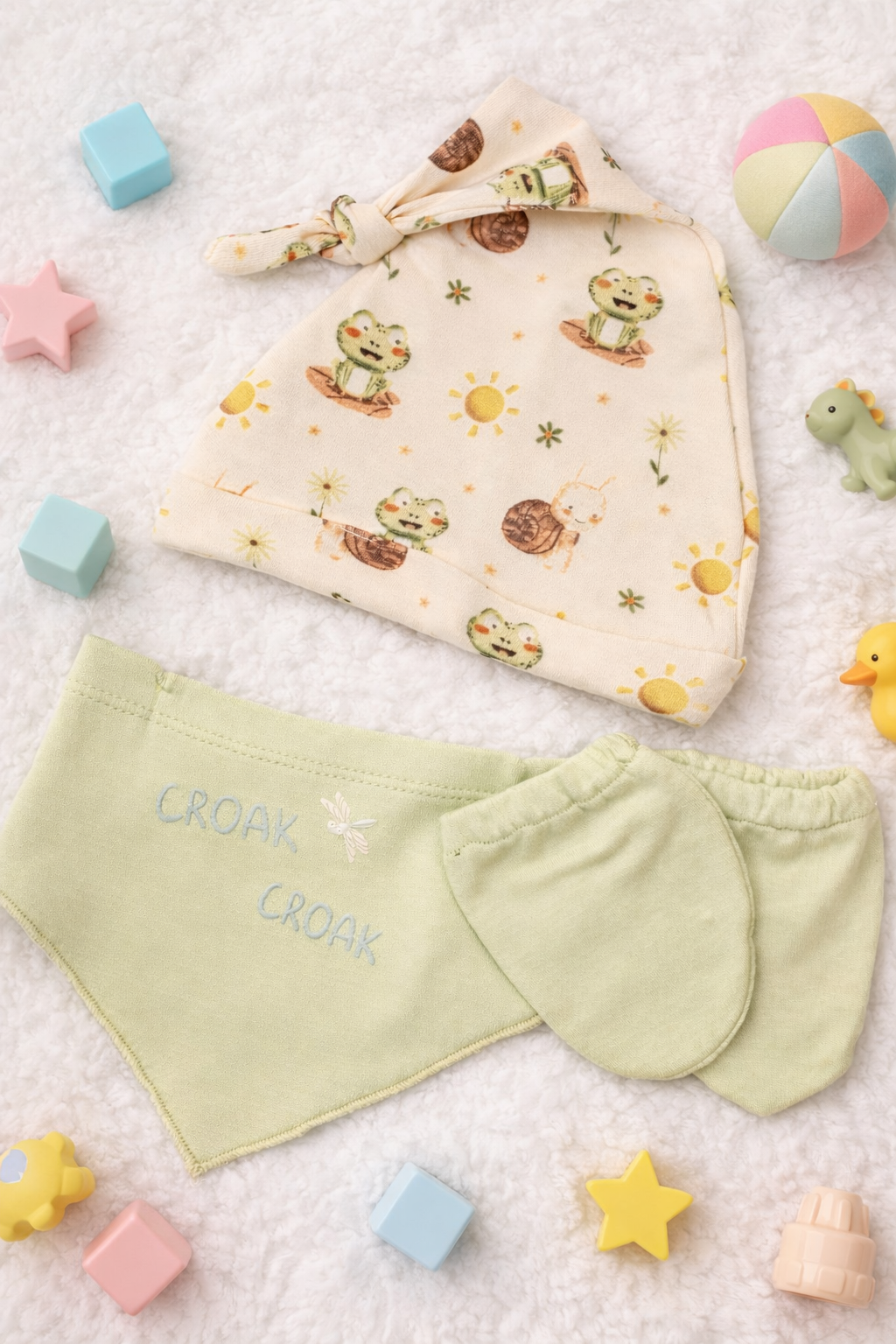 Set 5 piese pentru bebeluși 0-3 luni - 100% Bumbac - Verde