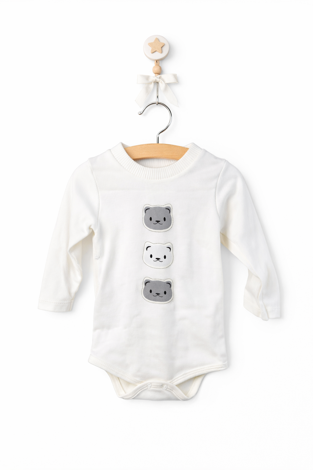 Set 3 piese pentru bebelusi – Hanorac cu glugă, body si pantaloni, model Three Bears, gri 0-12 luni