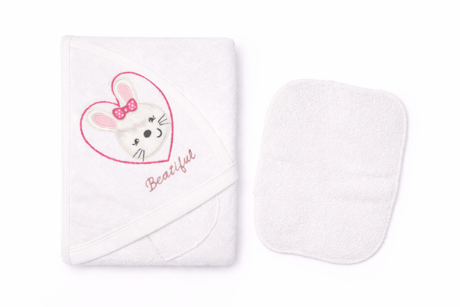 Set Prosop de Baie cu Glugă pentru Copii - Iepuraș