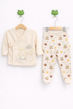 Set 5 piese pentru bebeluși 0-3 luni - 100% Bumbac - croak Crem
