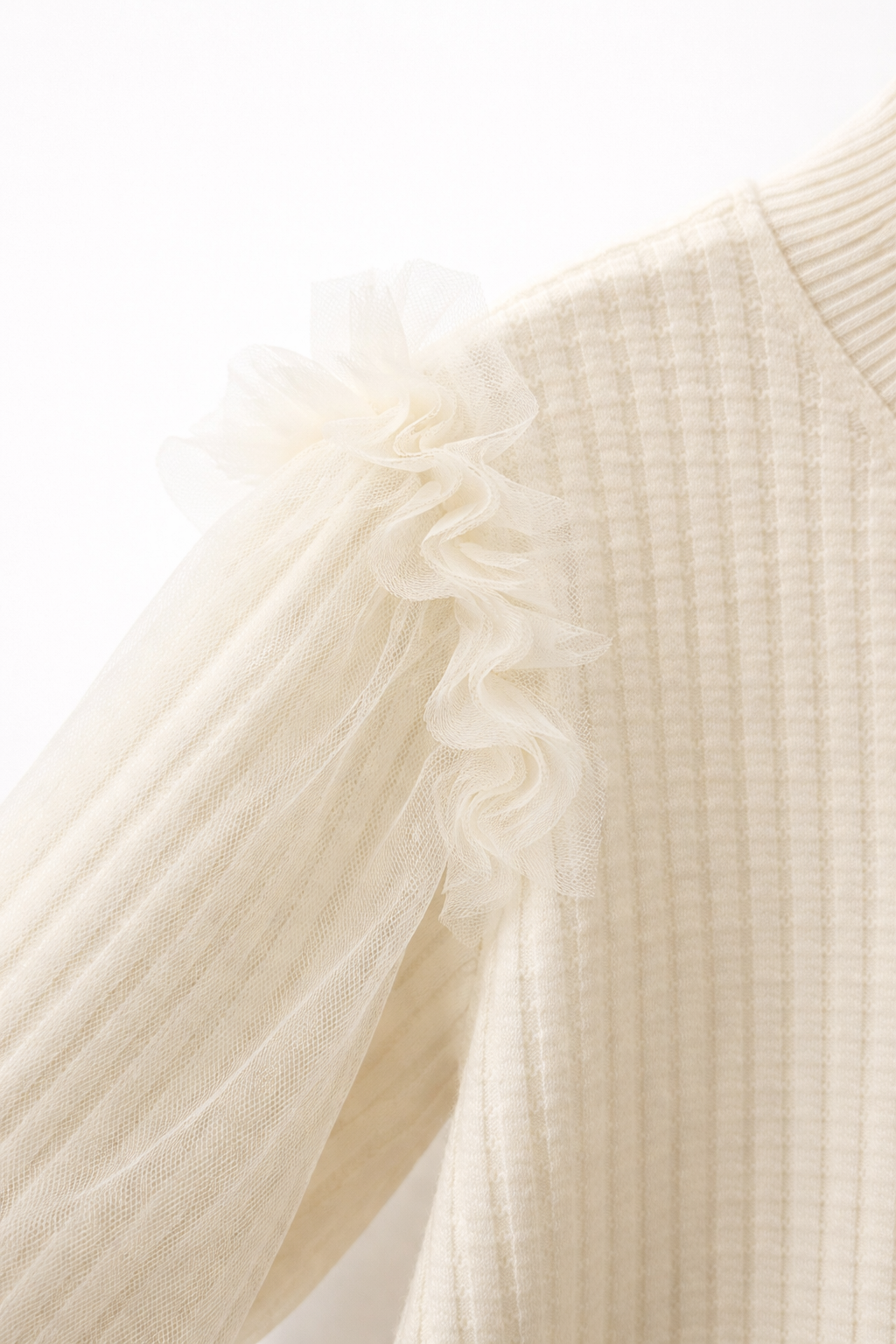 A. Bluză Fetițe cu Flori 3D și Mâneci cu Tiul 2 ani -7 ani