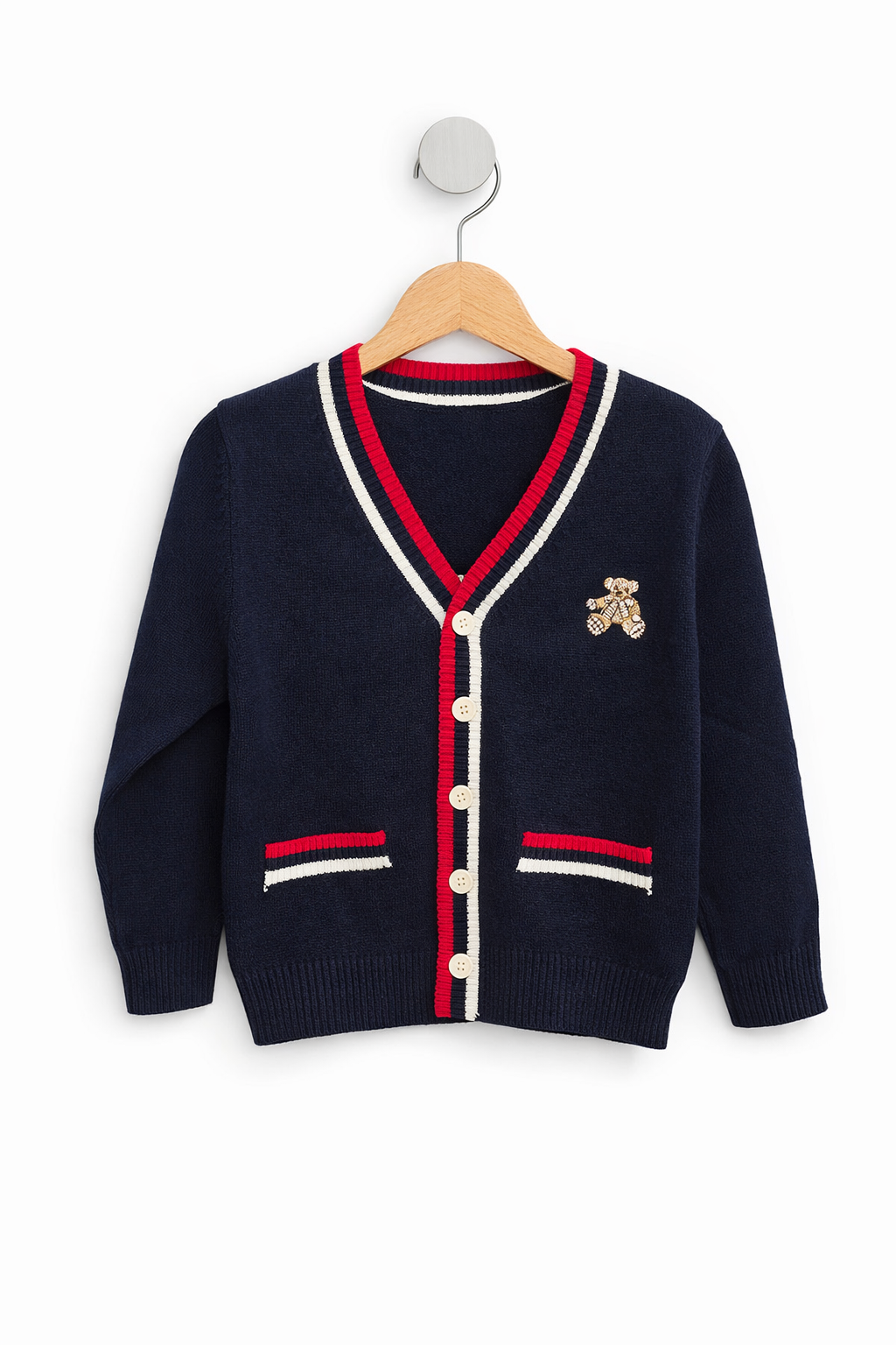 Pulover Premium cu Aplicație Ursuleț - Blue-Navy 80 cm - 120 cm