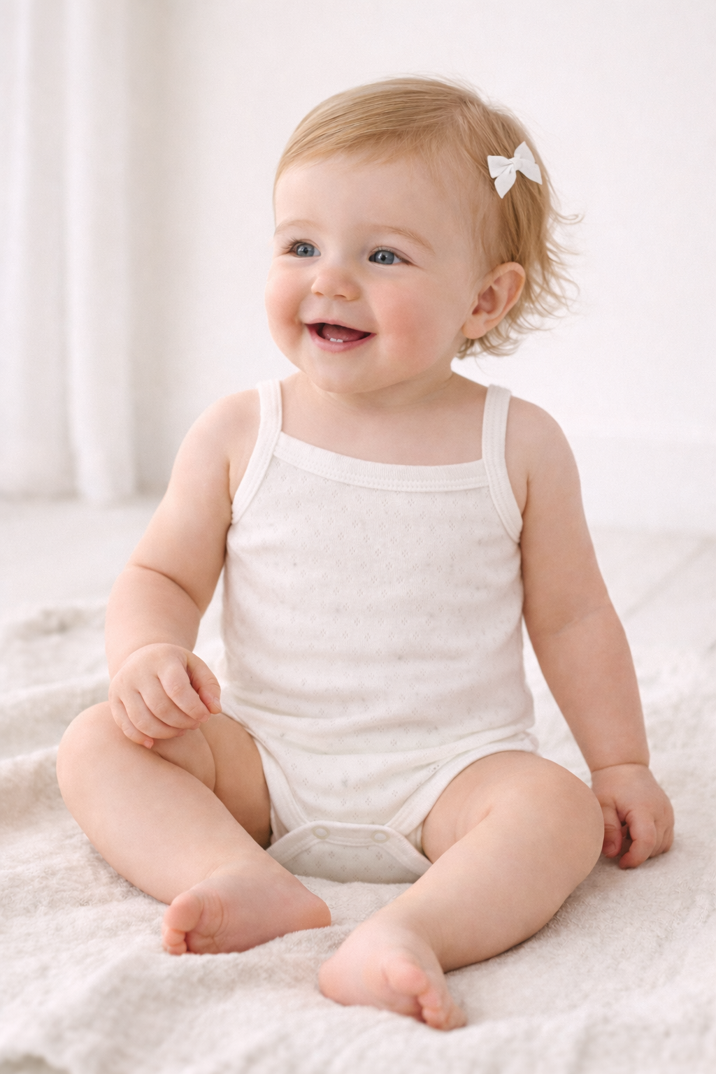 Body cu Bretele Tip Maiou - Alb 68 cm - 80 cm