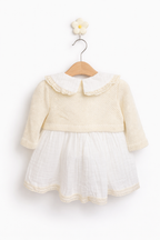 Rochița eleganta + Bolero Tricotat - Ivory 3-24 luni