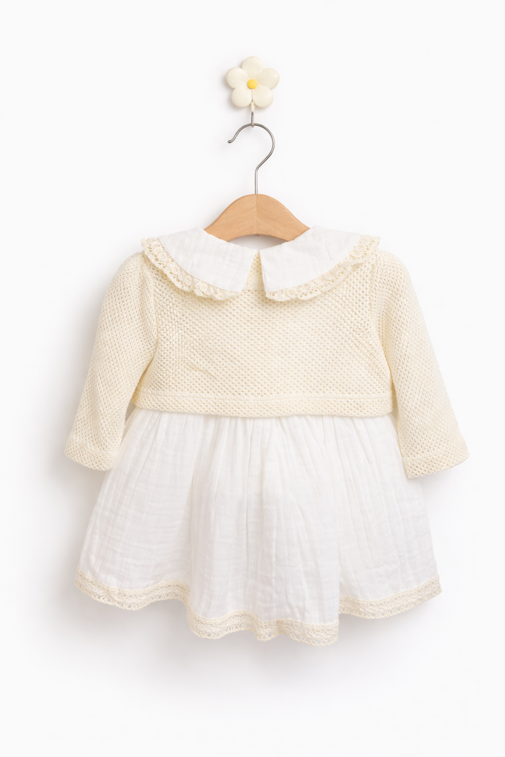Rochița eleganta + Bolero Tricotat - Ivory 3-24 luni