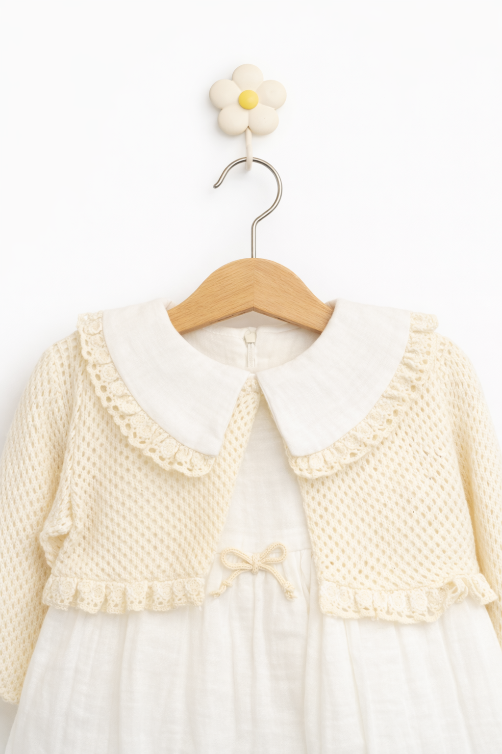 Rochița eleganta + Bolero Tricotat - Ivory 3-24 luni