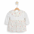 Rochița cu Guler Floral - Alb cu Flori Delicate 3-24 luni