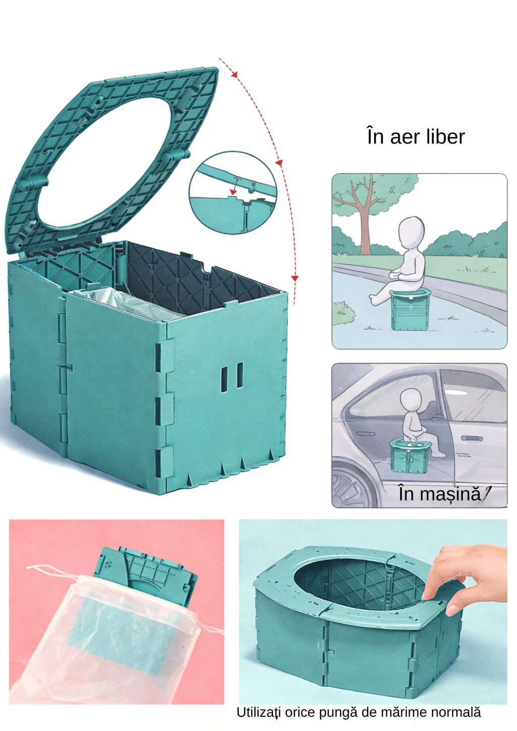 Olița Portabilă Pliabilă pentru Copii +12 luni  - Verde Mentă