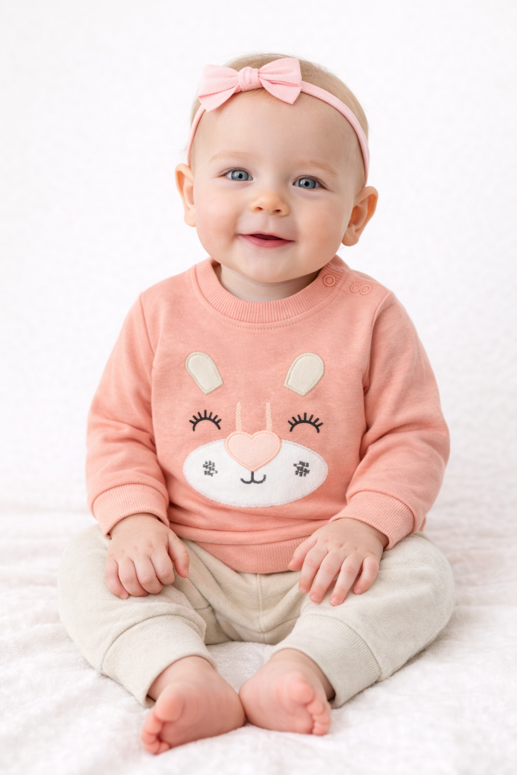 Set 2 piese fetițe 1-12 luni – bluză și pantaloni, 100% bumbac