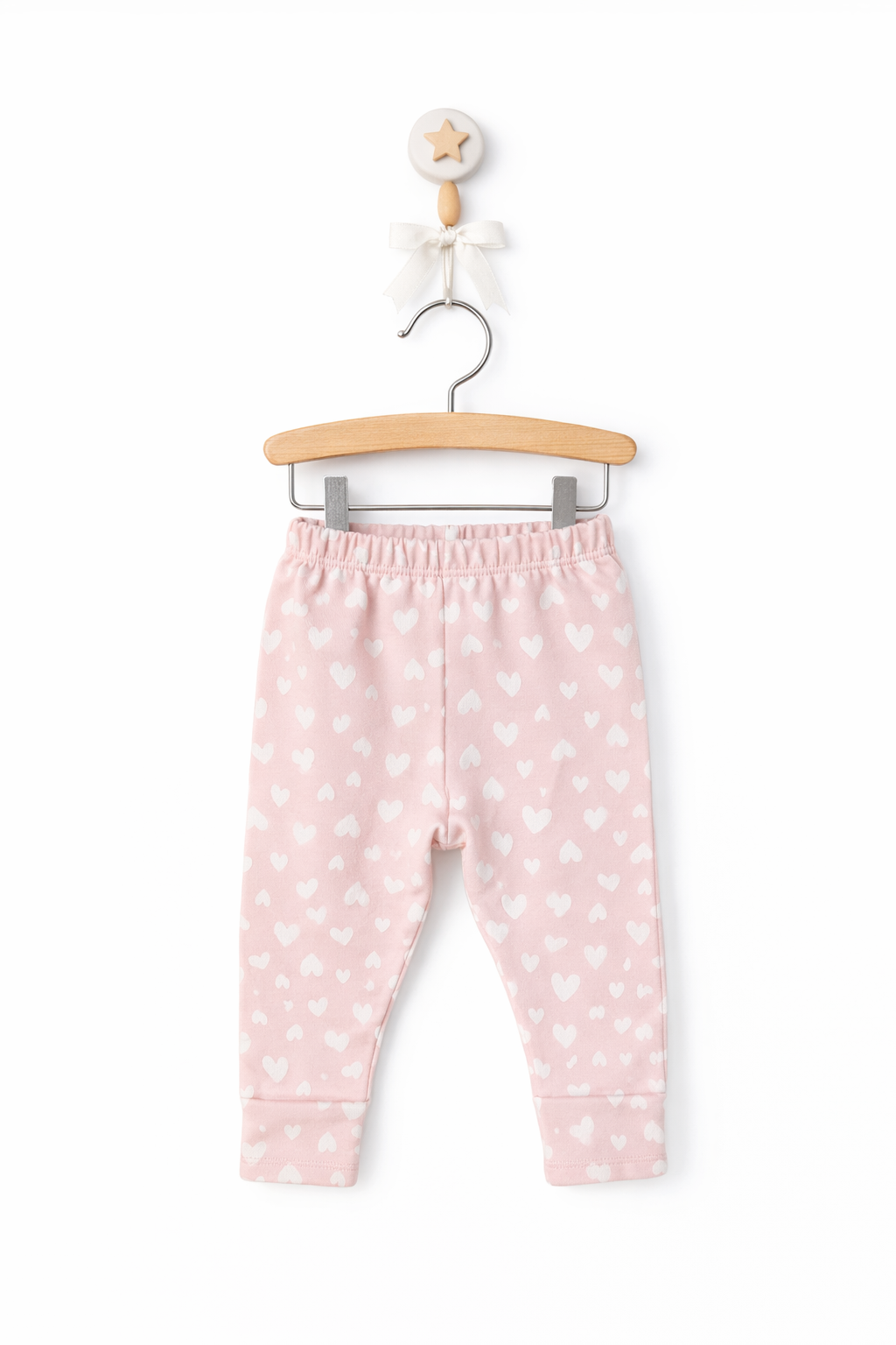 Set 2 piese fetite – pantaloni cu inimioare si vestă pufoasă 12-18 luni