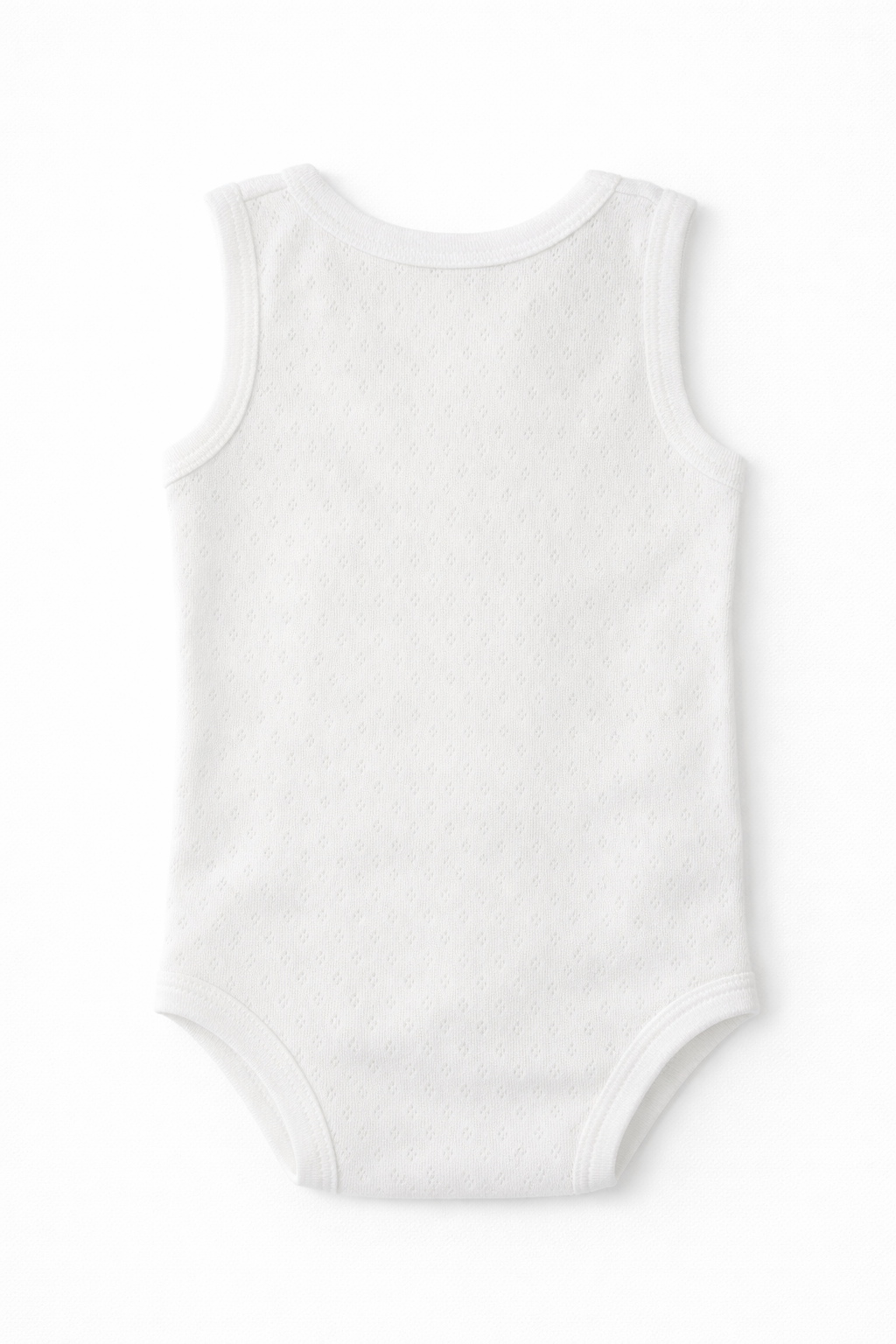 Body Fara Maneci cu Textura Pointelle - Alb 62 cm - 80 cm