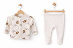 Set 5 Piese Nou Nascuti - Bluzita, Pantaloni, Manusi, Caciulita, Bavetica 50 cm - 62 cm