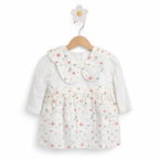 Rochița cu Guler Floral - Alb cu Flori Delicate 3-24 luni