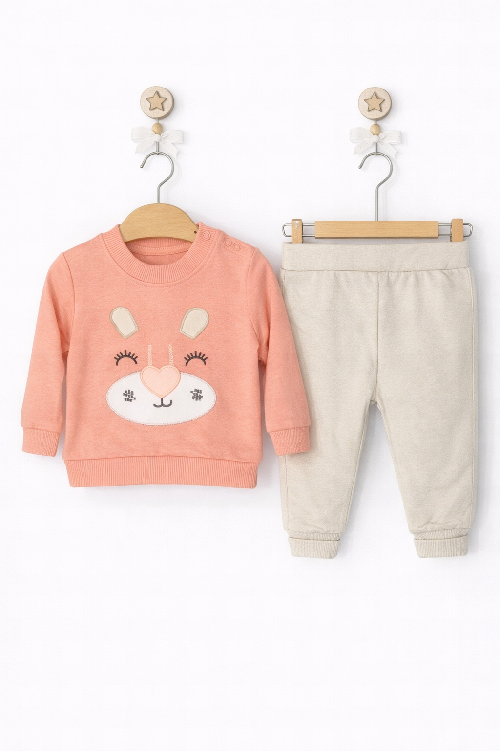 Set 2 piese fetițe 1-12 luni – bluză și pantaloni, 100% bumbac