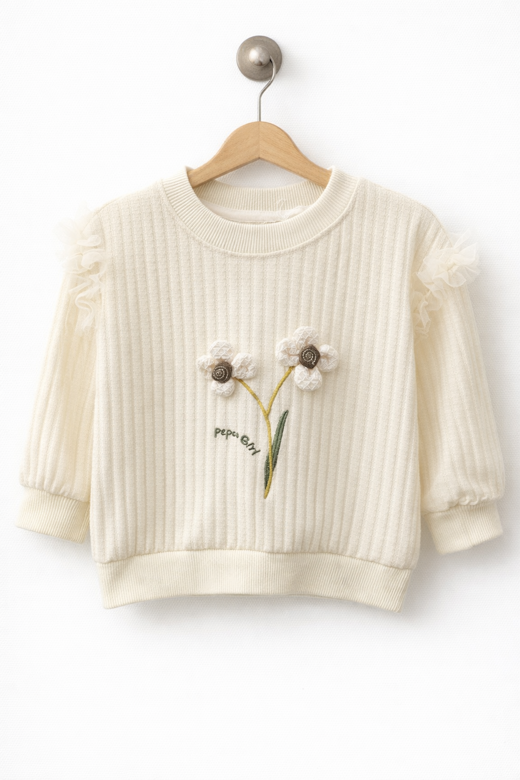 A. Bluză Fetițe cu Flori 3D și Mâneci cu Tiul 2 ani -7 ani