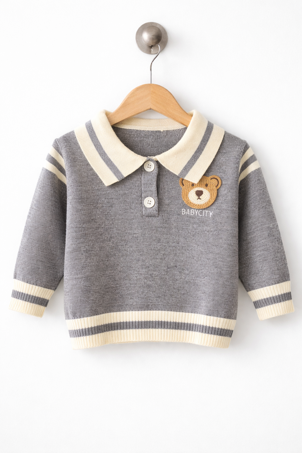 A. Set PREMIUM 2 Piese GRI cu Ursuleț – Băieți