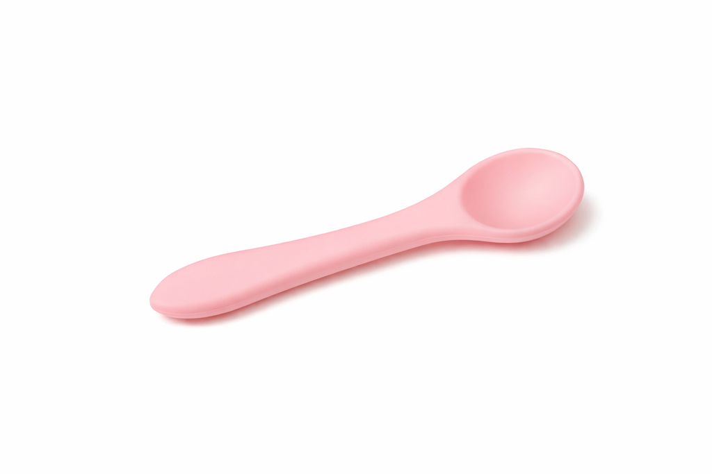 Set Bavetă + Linguriță din 100% Silicon pentru Bebeluși 6+ luni - Roz