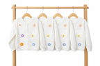 Cardigan Premium cu Flori 3D Colorate - Alb