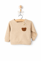 Set 2 piese fetite/baieti – bluză si pantaloni bej cu ursulet brodat