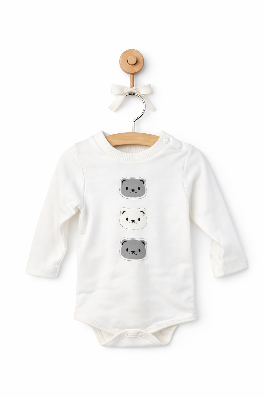 Set 3 piese pentru bebelusi – Hanorac cu glugă, body si pantaloni, model Three Bears, gri 0-12 luni