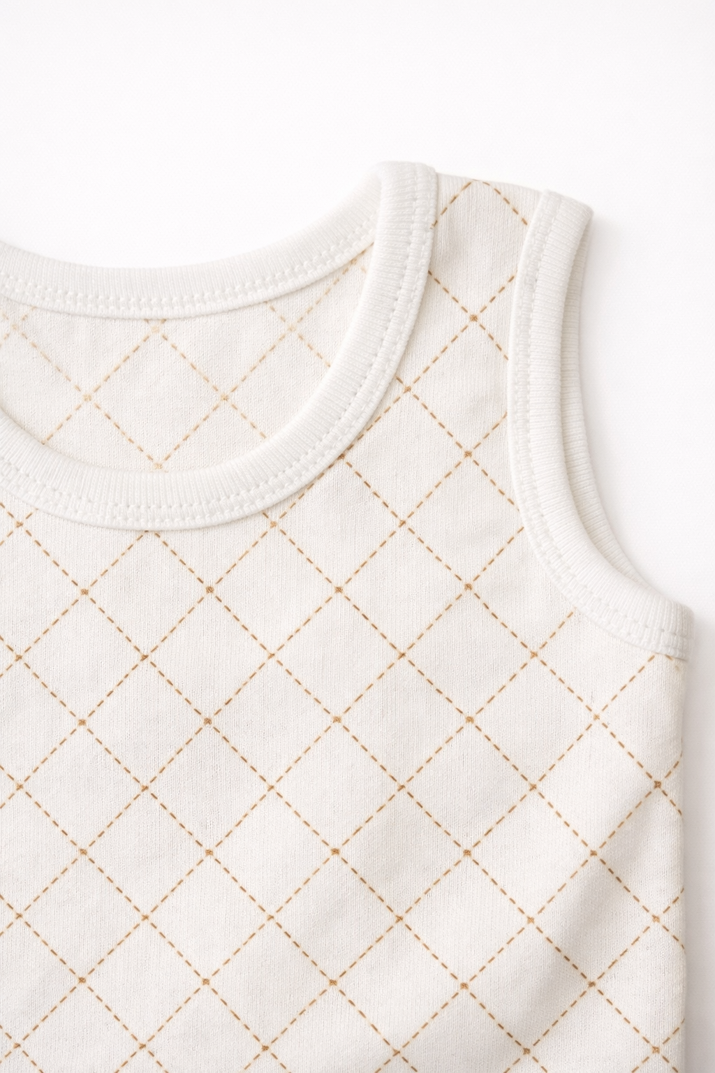 Body Fara Maneci cu Model în Romburi - Ivory-crem 68 cm